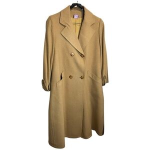 Vintage Fleurette of California Double Breasted Tan Camel Hair Trench Coat
